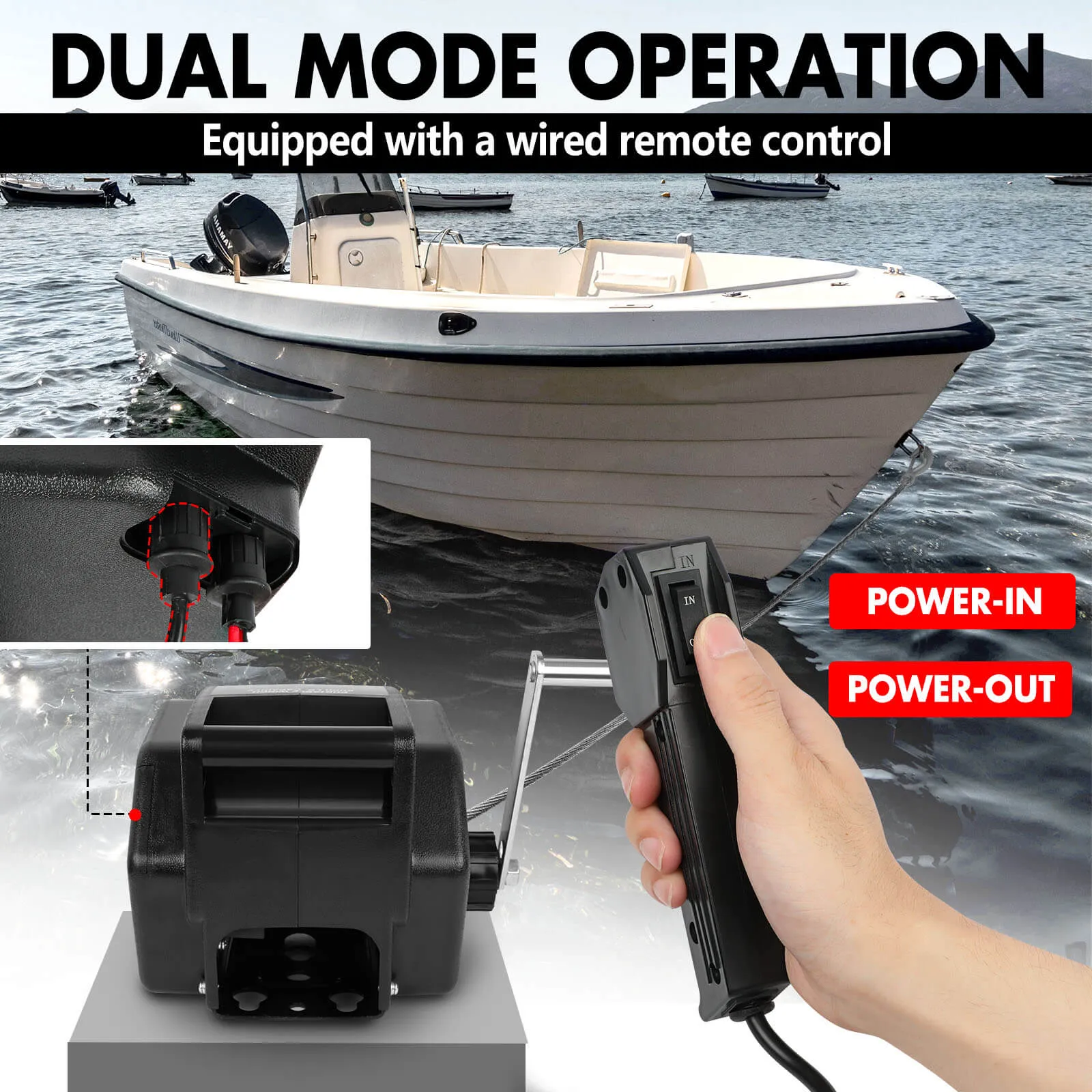 5000LBS Portable Electric Boat Winch, IP66 Waterproof, X-BULL