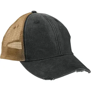 Adams Black/Mustard 6-Panel Pigment-Dyed Distressed Trucker Cap