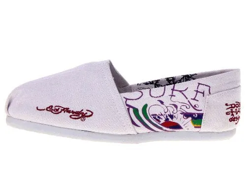 Ed Hardy Womens Bahamas Printed Canvas Slip On Flats Shoes