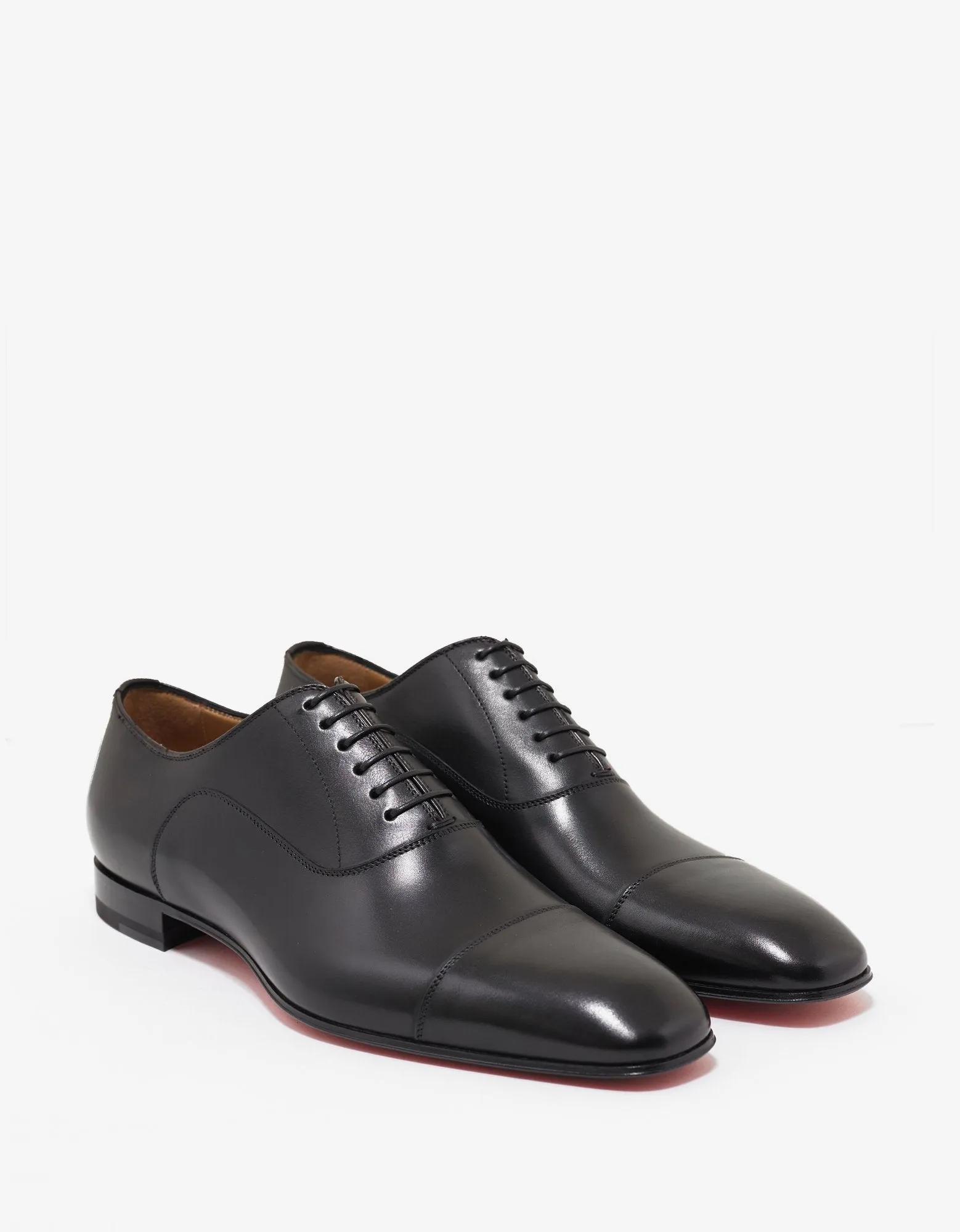 Greggo Flat Black Leather Oxford Shoes