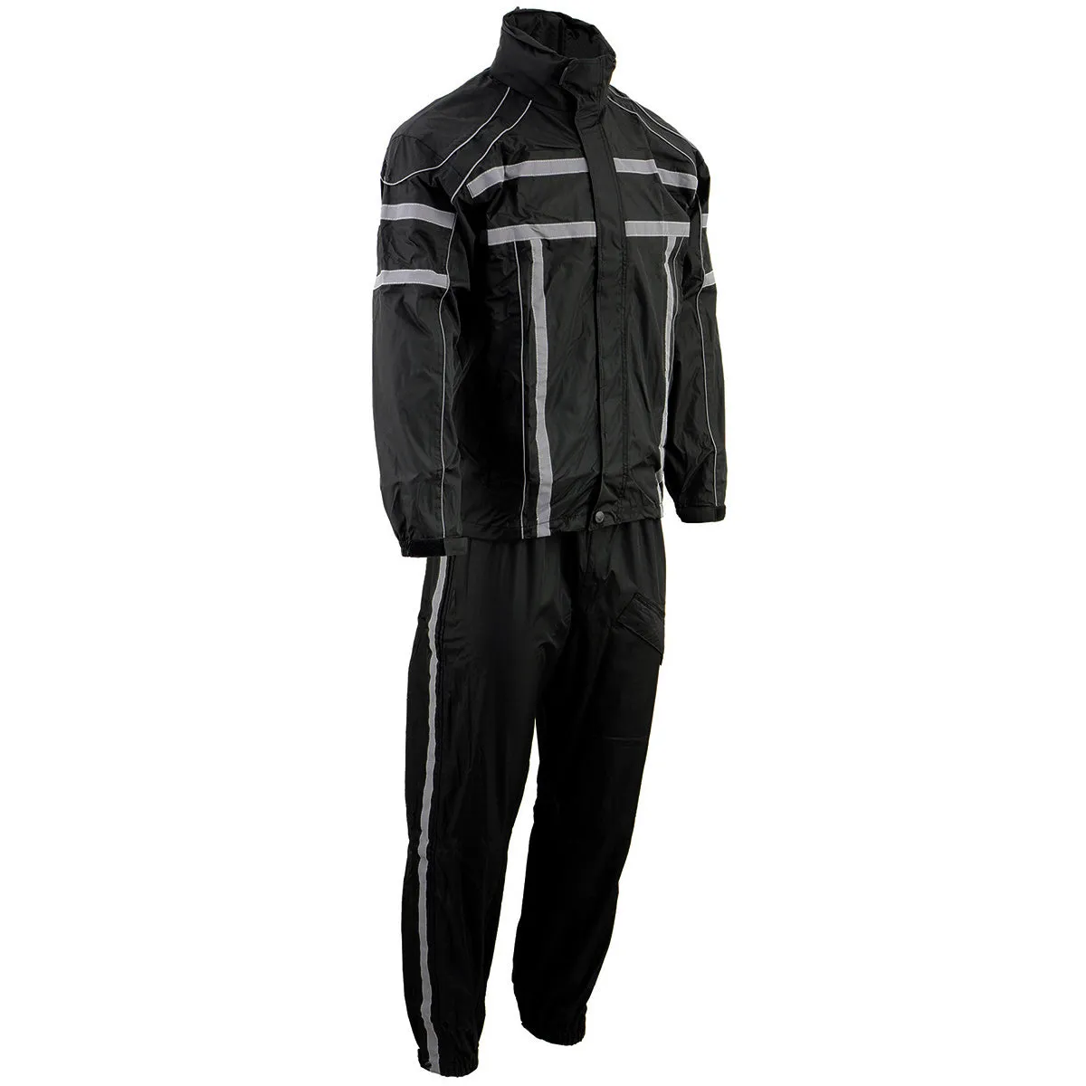 NexGen SH2331 Men's Black Water Resistant Rain Suit with Reflective Tape