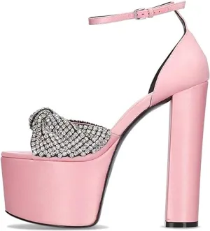 Pre Order:  Rhinestone Thick High Heels Sandals