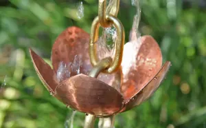 Rain Chain Tara Flower Copper & Brass Cups