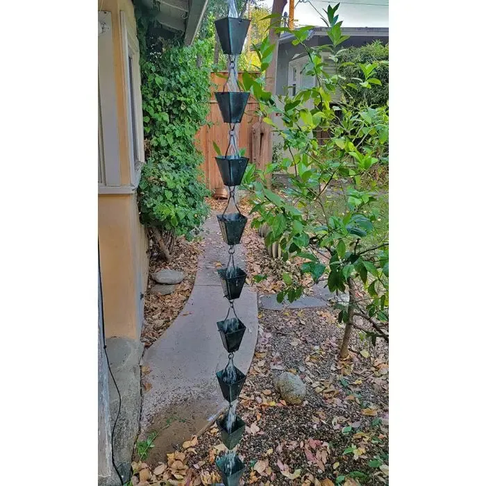 Rain Chains Square Tapered Cups- Patina