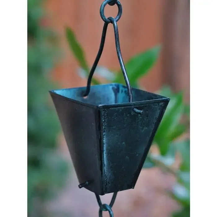 Rain Chains Square Tapered Cups- Patina