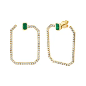 READY TO SHIP DIAMOND & EMERALD OCTAGON HOOPS