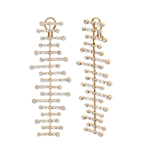 READY TO SHIP DIAMOND FISHBONE DROP EARRING