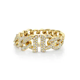 READY TO SHIP DIAMOND PAVE "A" INITIAL LINK RING