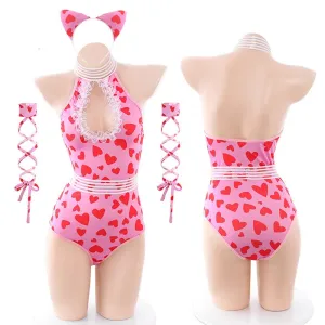 Valentine Kitten Bodysuit Set