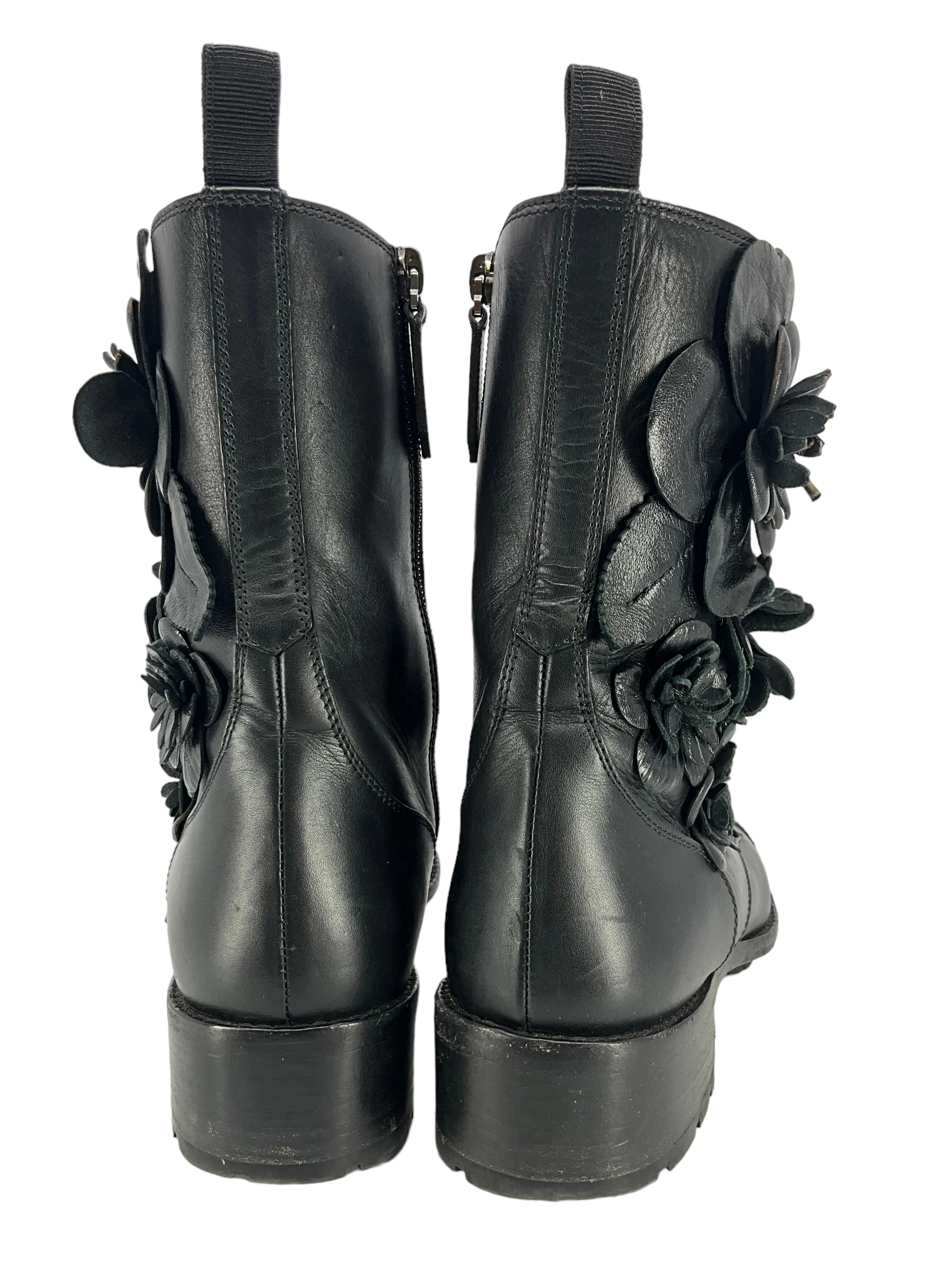 VALENTINO Floral Applique Combat Boots Size 6